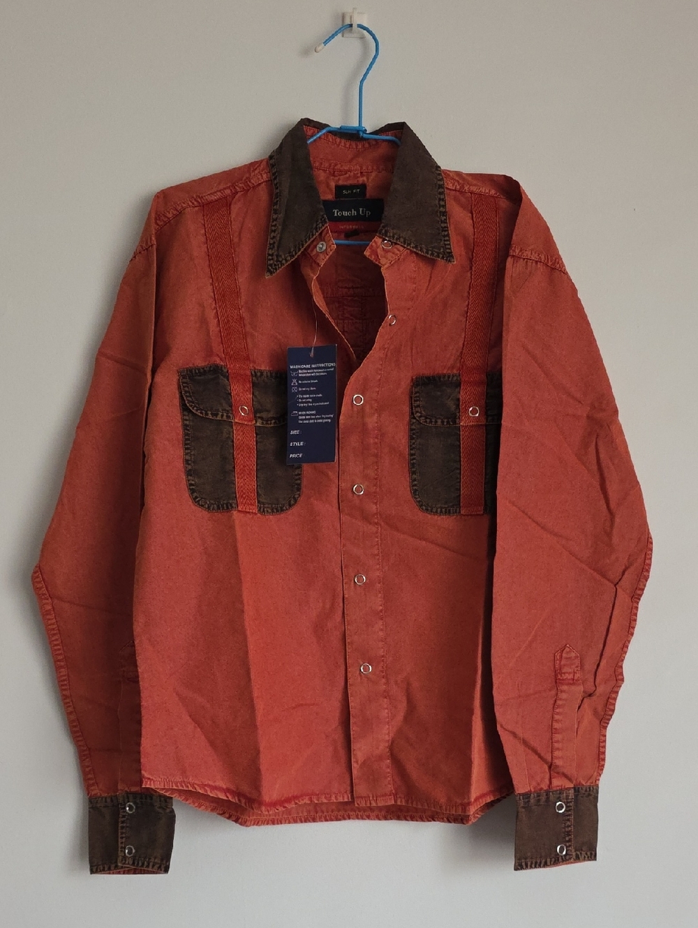 Touch Ups Men's Rust Shirt Jacket with Dark Brown Trim Size M/L